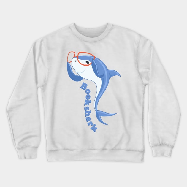 bookworm bookshark shark Crewneck Sweatshirt by Johnny_Sk3tch